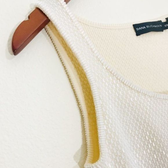 DANA BUCHMAN All Over Beaded Sleeveless Knit Wool Tank In Cream Size Small - Picture 8 of 8